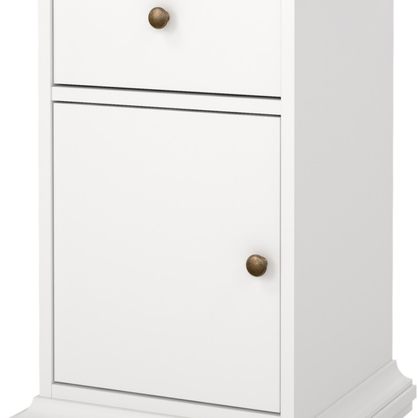 Sengebord Vesterholm Nora - hvid natbord, 1 skuffe og låge, FSC, spånplade, H70ÃB44ÃD40 cm